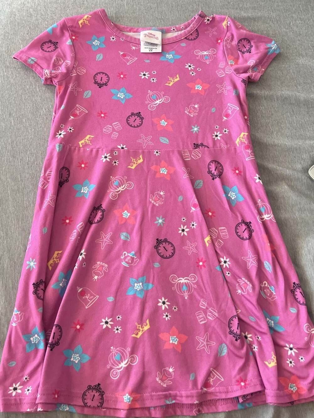 Disney Princess Skater Dress Size 4/5 Pink All Over Print